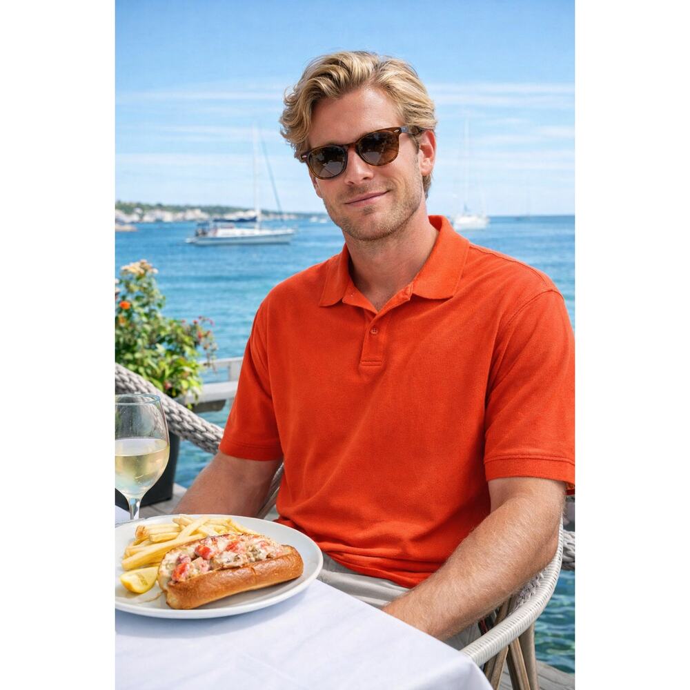 L.L. Bean Men's Sz Large Orange Polo Short Sleeve Outdoor Solid Casual Golf59